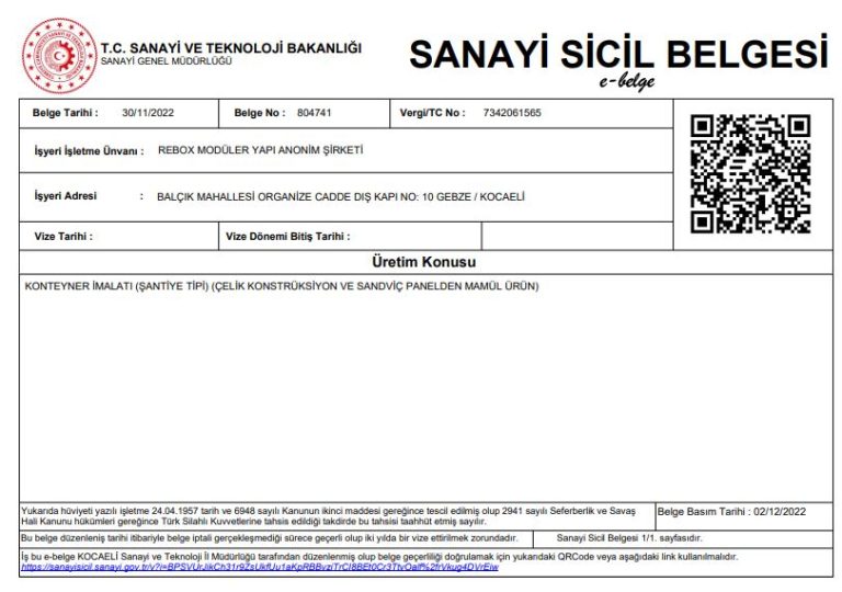 Sanayi Sicil
